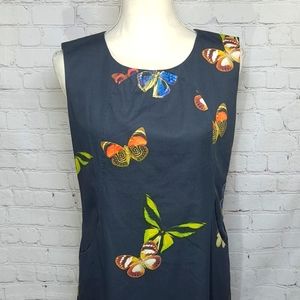 Simon Chang Black Butterfly Sheath Dress